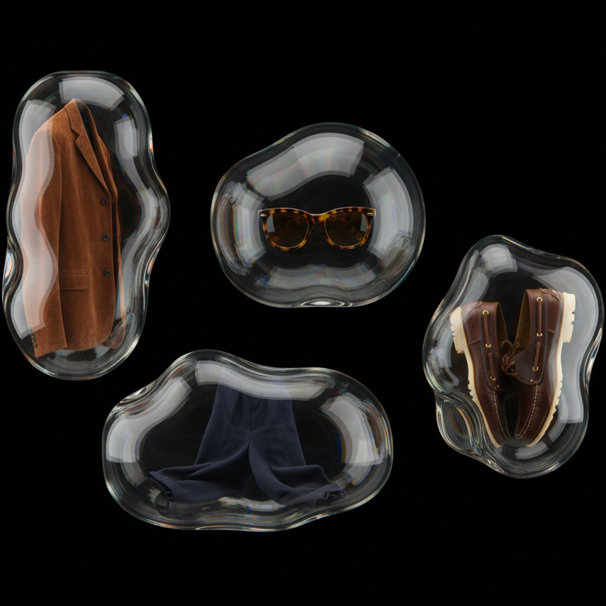 Garments in glass
